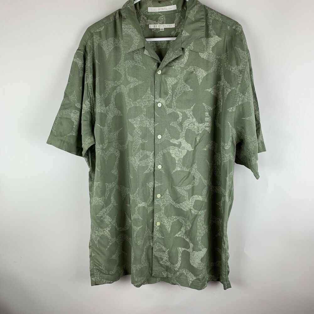 Perry Ellis Mens Size Xl Short Sleeve Aloha Caribbean Hawaiian Summer Shirt